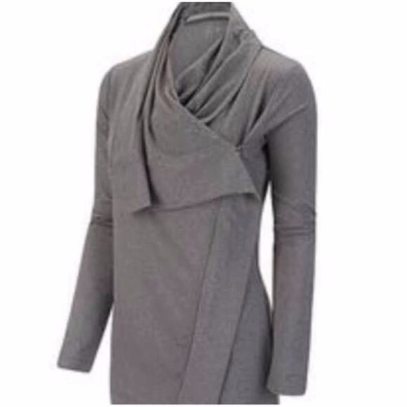 ASPIRE Athleisure Jacket Zipper Close Asymmetrical Lines Pockets 1X Heather Gray - Picture 1 of 7